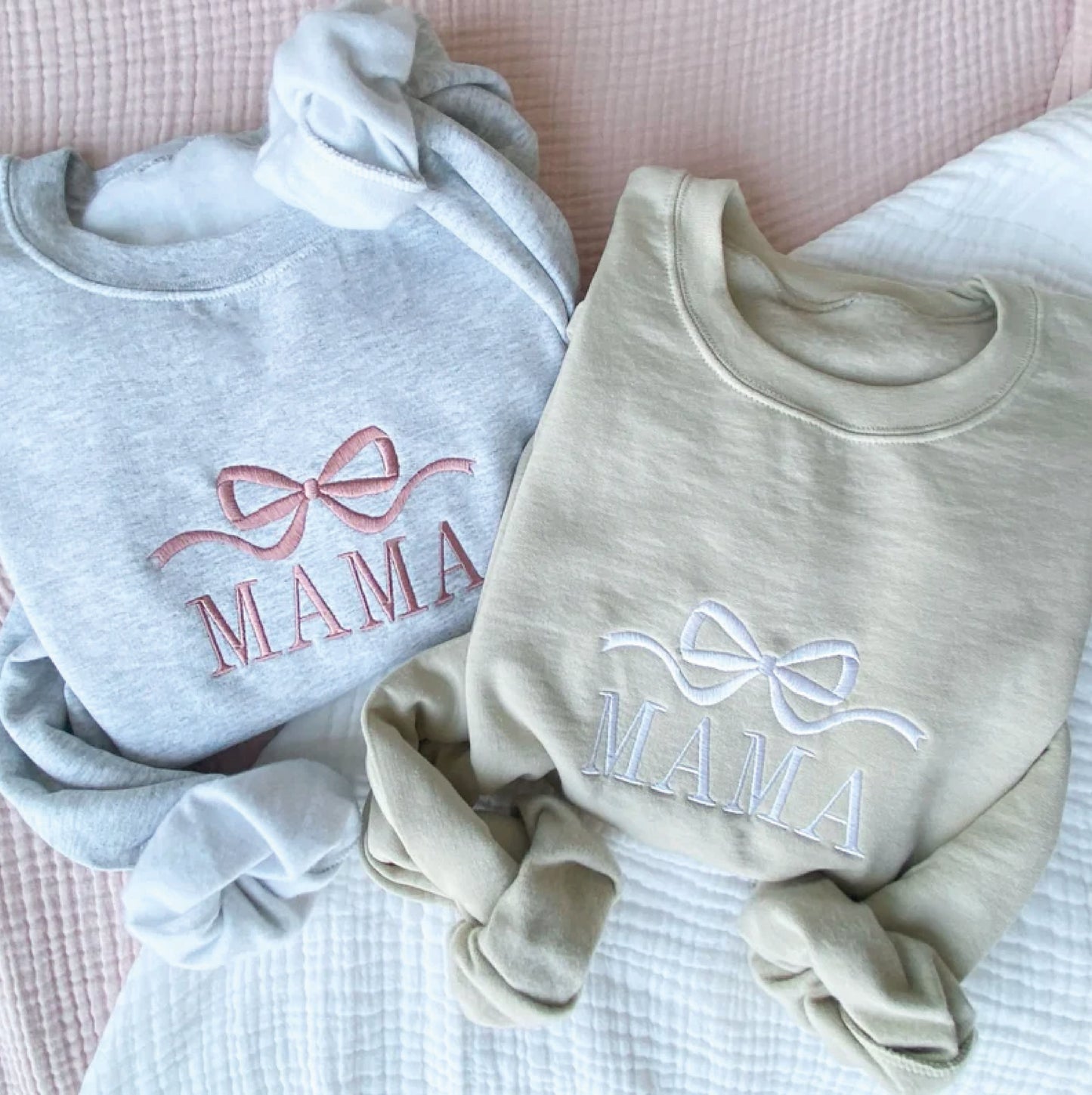 Cute and Trendy Mama Bow Embroidered Gemma Crewneck Sweatshirt | Personalized Crewneck Pullover | MAMA Sweatshirt | Mother's Day Gift Idea