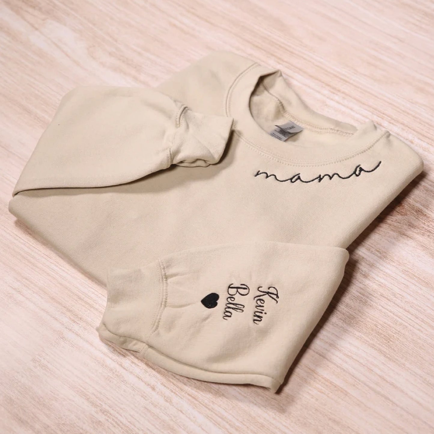 Custom Embroidered Mama Sweatshirt With Kids Names Sleeve, Personalized Mom Hoodie, Pregnancy Announcement Outfit, Mommy Mothers Day Gifts