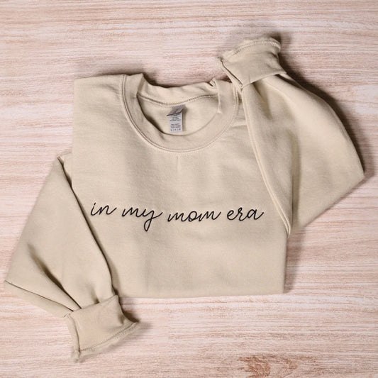 In My Mom Era Embroidered Sweatshirt, Cute Mama Embroidery Hoodie, Cool Mom Outfit, Trendy Mom Clothing, Mom Life Apparel, Mothers Day Gifts