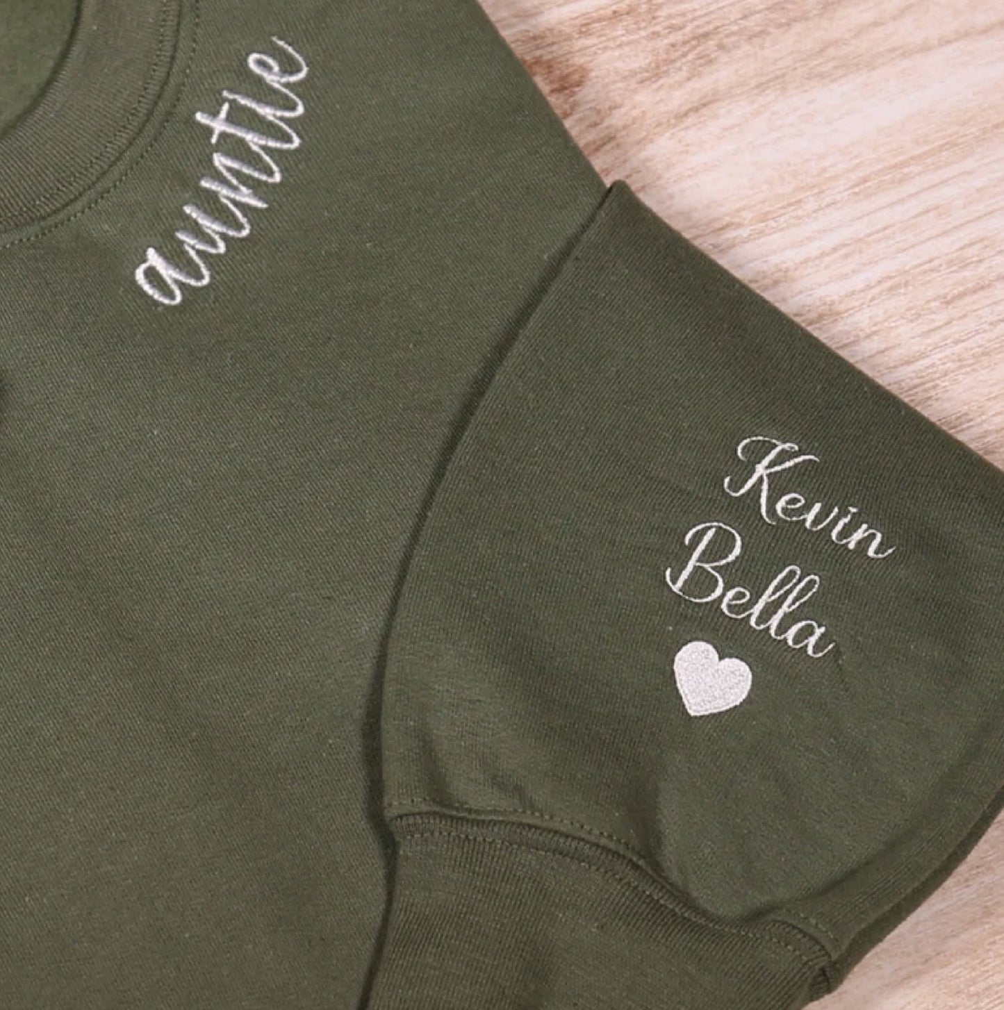 Custom Auntie Embroidered Sweatshirt With Names On Sleeve, Personalized Aunt Hoodie With Nieces Nephews Names, Aunt Outfit, Mothers Day Gift