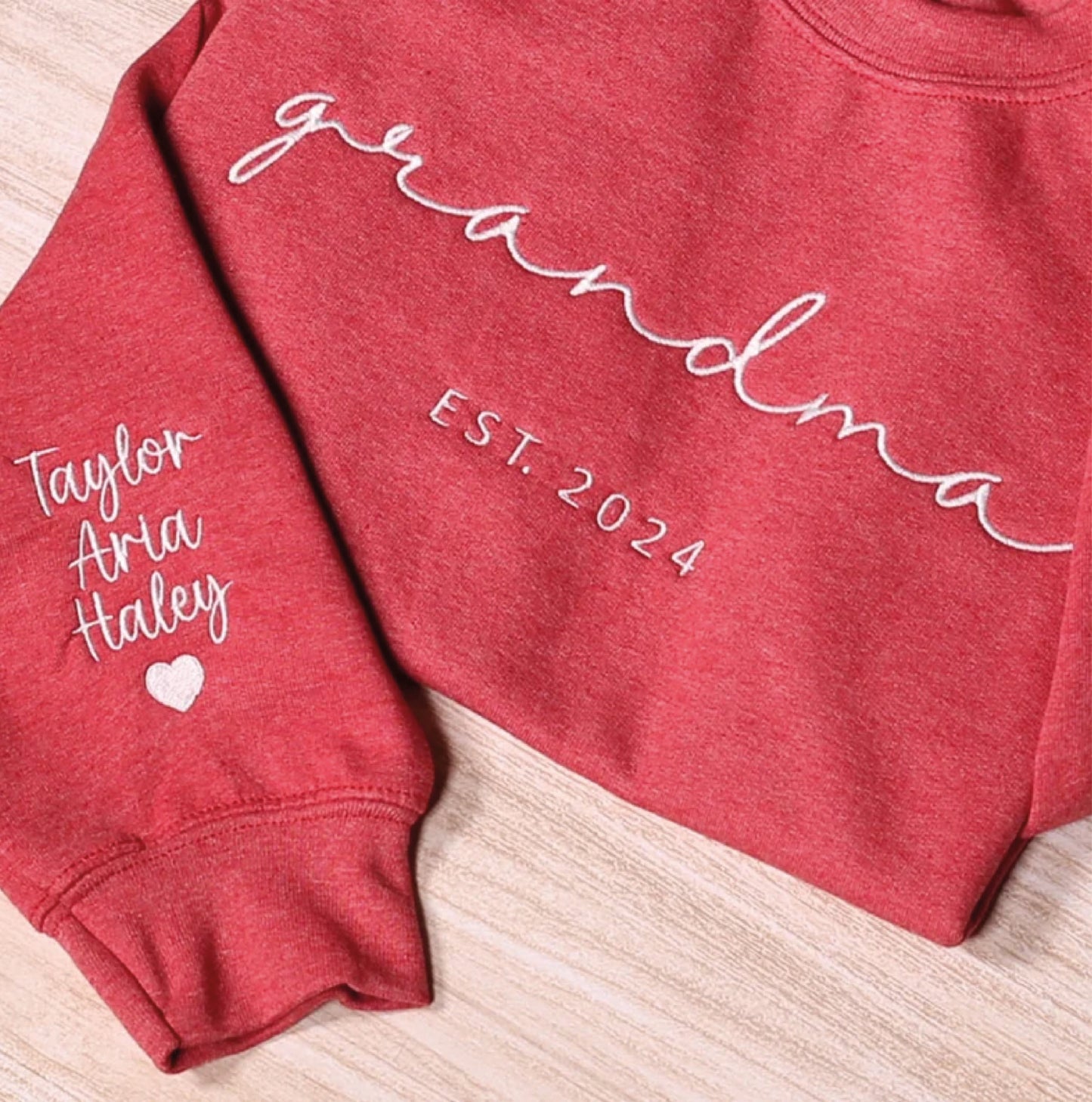 Custom Grandma Sweatshirt With Grandkids Names On Sleeve, Personalized Granny Hoodie, Gramma Outfit, Gigi Mimi Clothing, Mothers Day Gifts